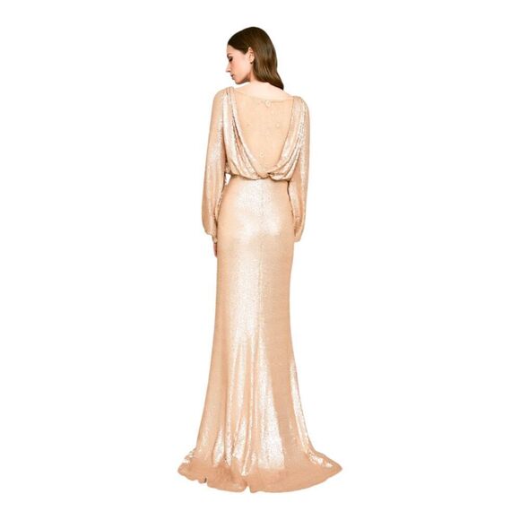 Tadashi Shoji Revin Long-Sleeve Gold Sequin Maxi Gown, 2/4 - Picture 2 of 16